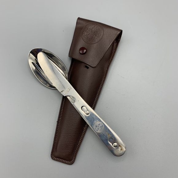 Vtg Boy Scouts of America Silverware Utensil Set Imperial Stainless Steel Case - Picture 1 of 16